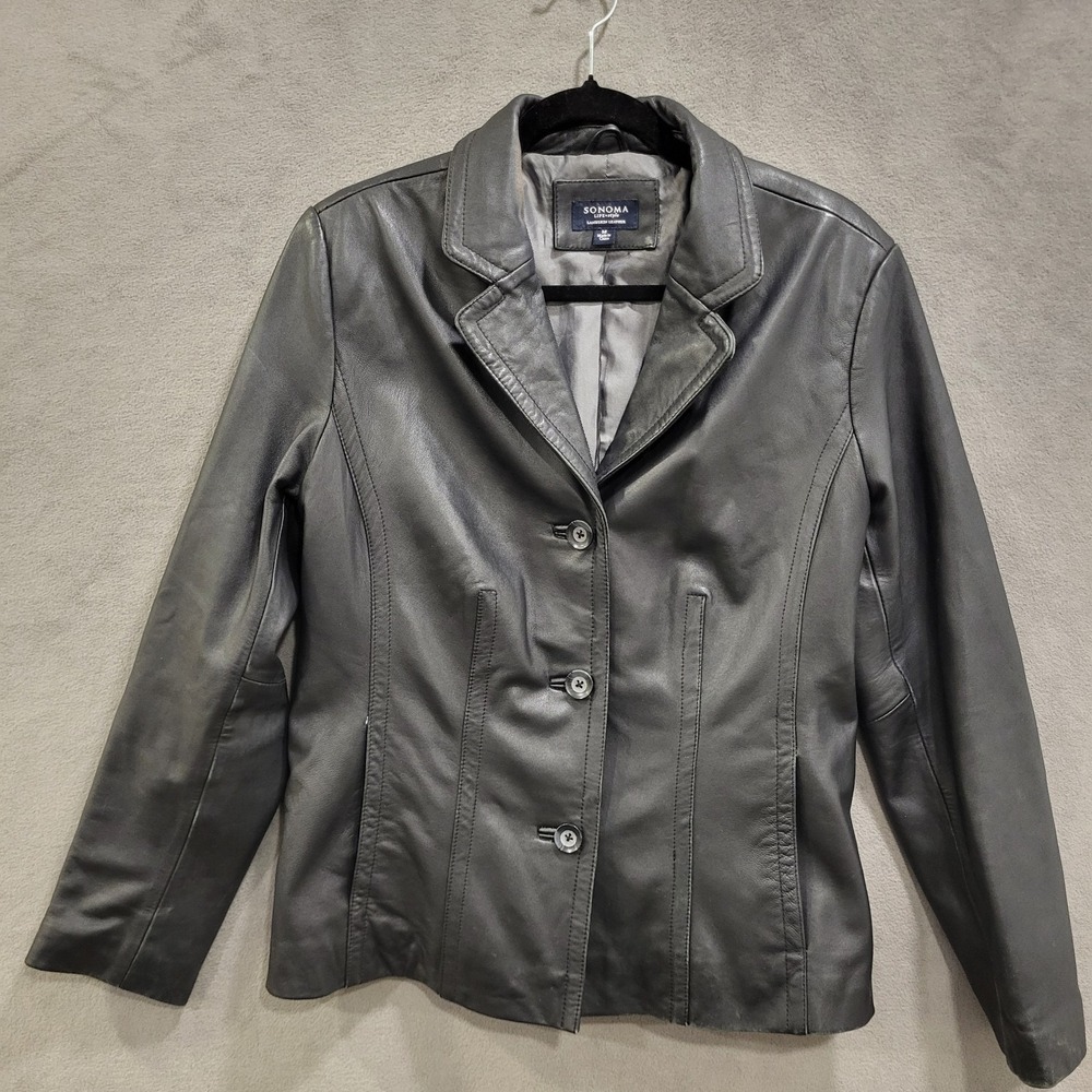 SONOMA Lambskin Leather Jacket‎ Women's Size Medium Butter Soft Classic Pockets